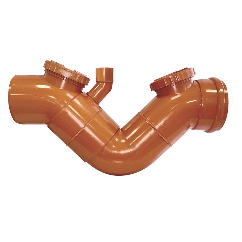 Sifone Firenze orizzontale fognatura con sfiato – 2 tappi