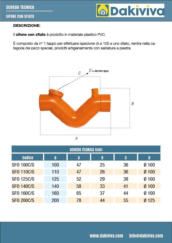 Sifone con sfiato in pvc (1 Tappo)
