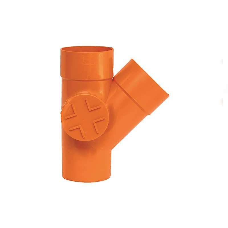 Derivazione 45° con tappo per ispezione in pvc