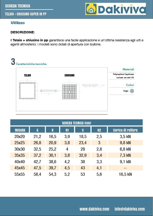 Telaio con chiusino super in pp - con foro (con bullone)