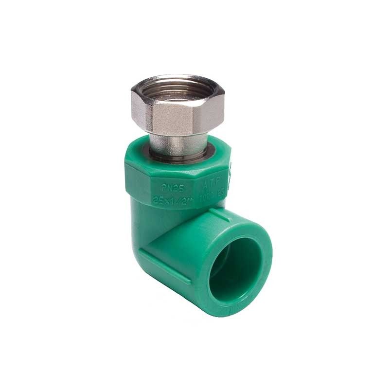Curva 90° in pp-r con codolo in ottone