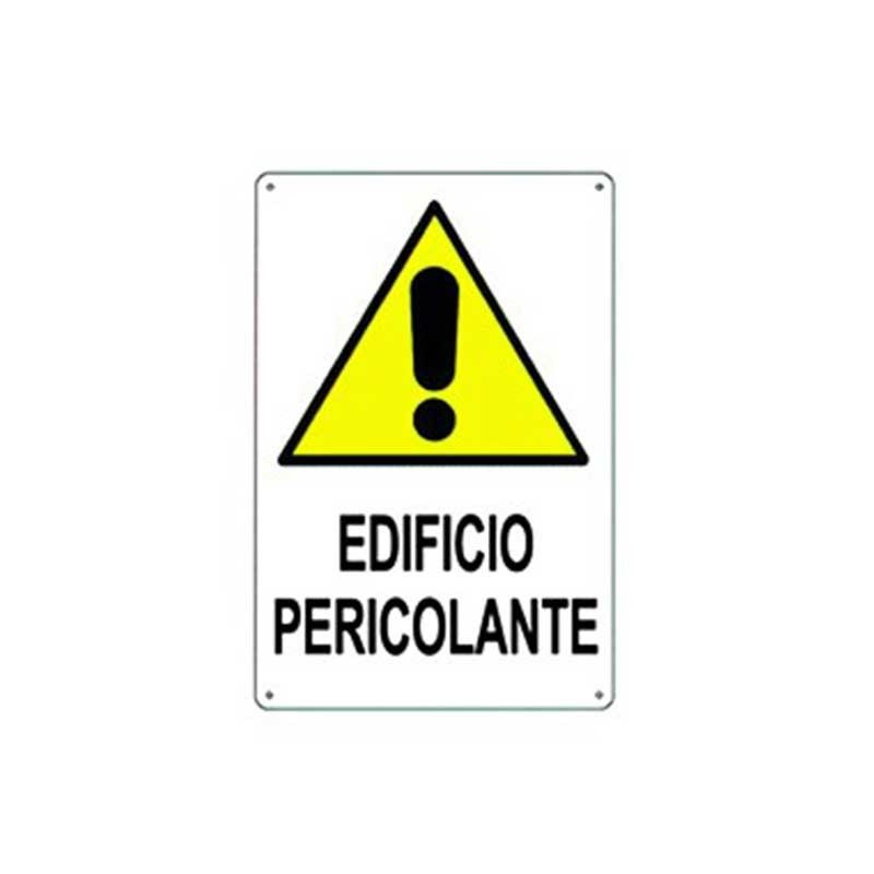 Cartello di pericolo edificio pericolante in polionda cm 50x70