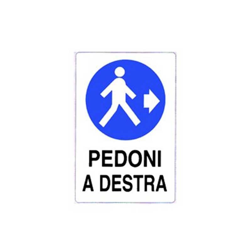 Cartello di informazione pedoni a destra cm 50x70