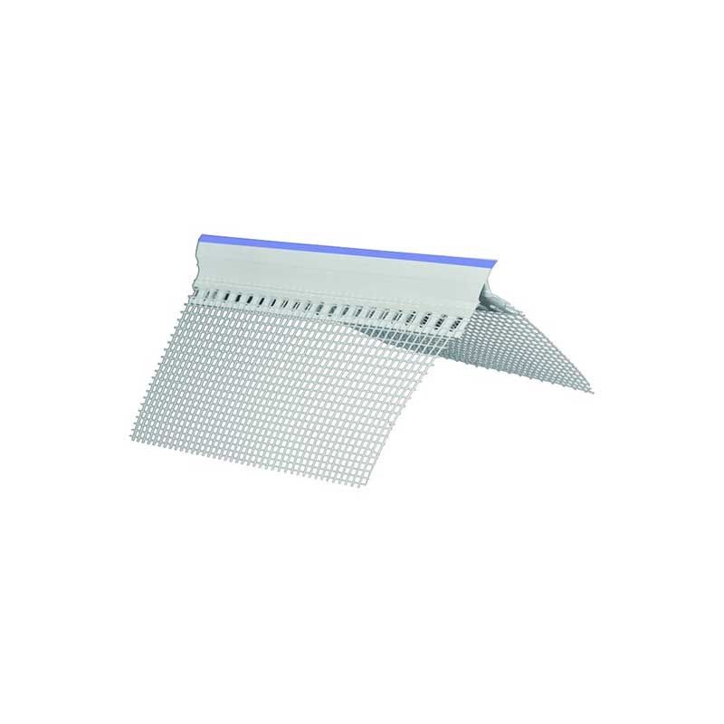 Paraspigolo in pvc con gocciolatoio e rete in fibra di vetro - barra 2,5 metri bianco