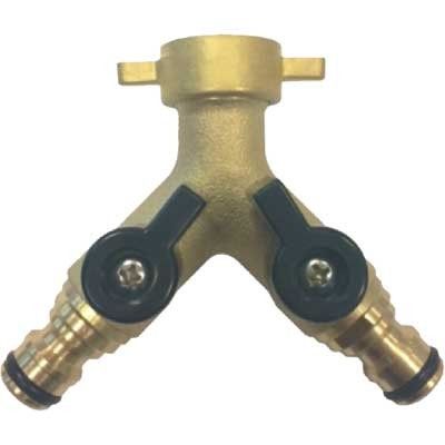 Presa a rubinetto in ottone doppia uscita con innesti rapidi   3/4