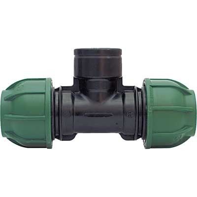 Tee a 90° a stringere con derivazione fil. femmina ø mm 16x1/2