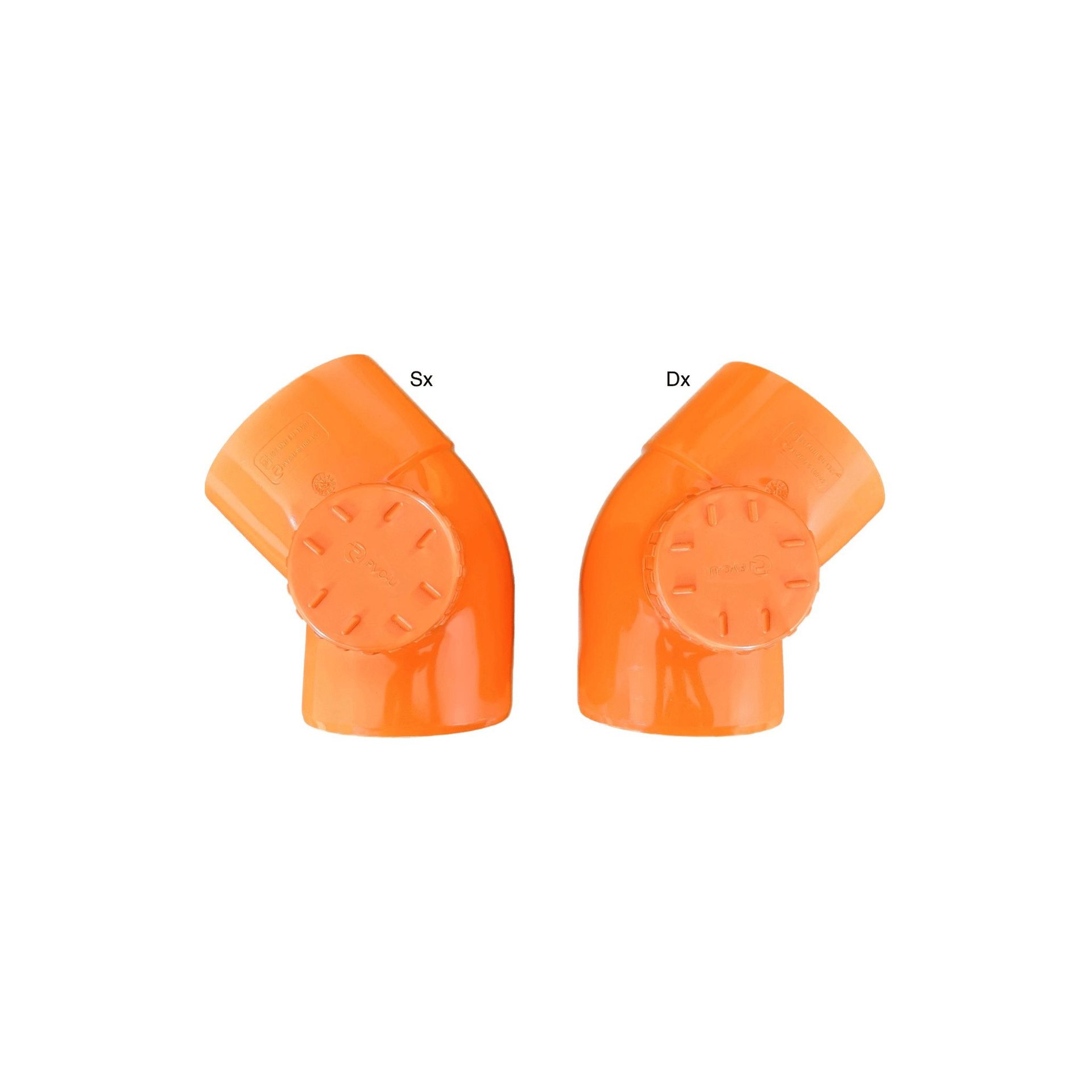 Curva 45° con tappo ispezione in pvc